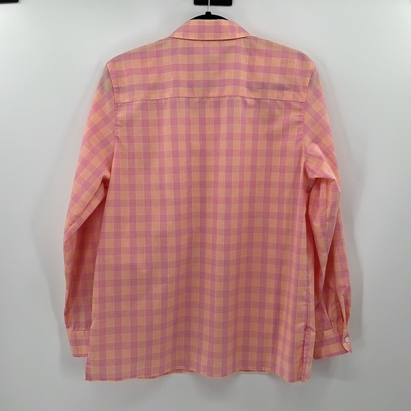 Foxcroft Plaid Wrinkle Free Button Down Shirt - Pink/Orange - 10 - Picture 6 of 7